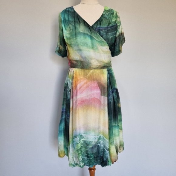 Jean Paul Berlin Multicolour Cotton Bubble Hem A-line Dress Size 10 - Picture 2 of 7